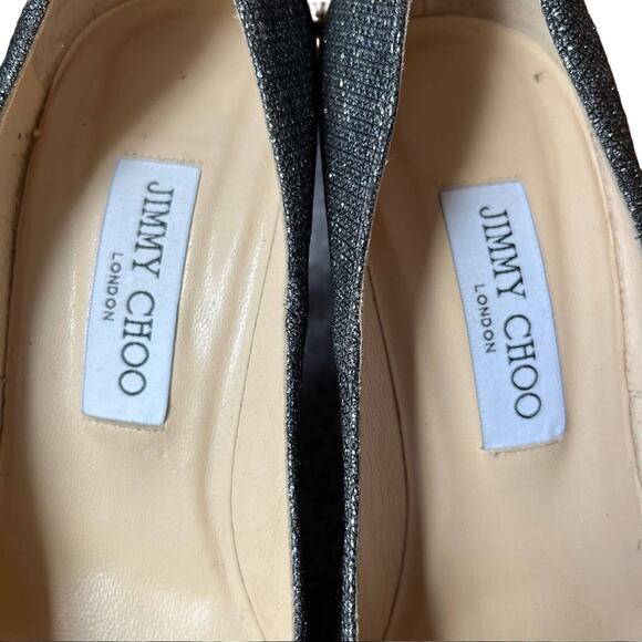 Jimmy Choo Anouk stiletto heels silver sparkly point toe New Year’s Eve holiday - Picture 4 of 10